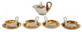FIVE PORCELAIN SWAN FORM TABLE OBJECTS,