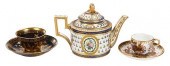 CONTINENTAL PORCELAIN TEAPOT AND TWO