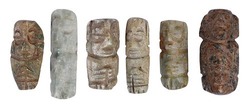 SIX SMALL MESOAMERICAN CARVED JADE 371319