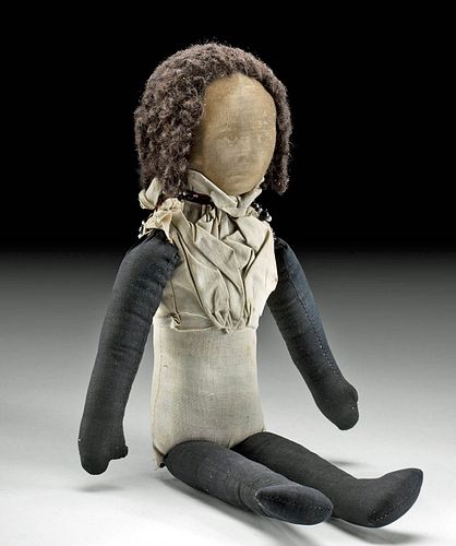 19TH C AFRICAN AMERICAN DOLL PRINTED 37134e