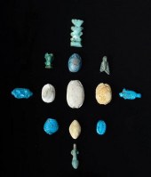 EGYPTIAN FAIENCE AMULETS SCARABS 37142c