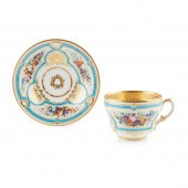 RUSSIAN PORCELAIN CUP AND SAUCER, GARDNER