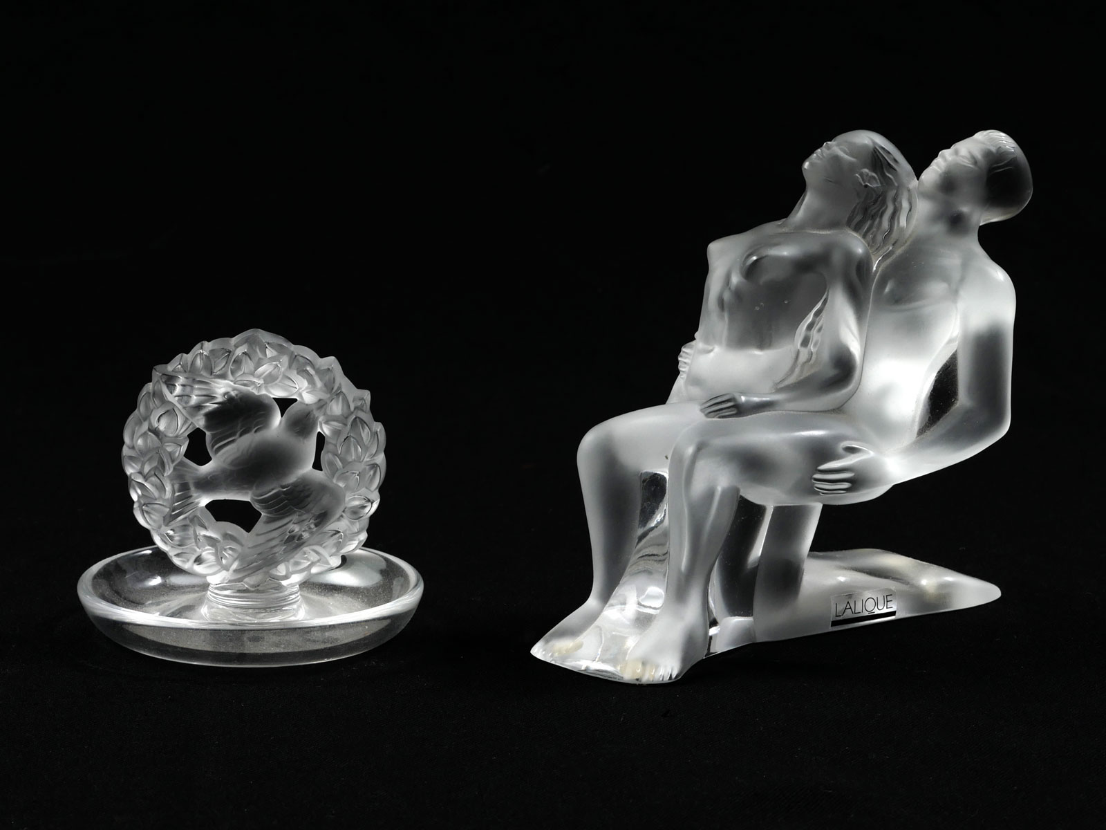 2 PC LALIQUE FRANCH CRYSTAL LOVERS 36f118