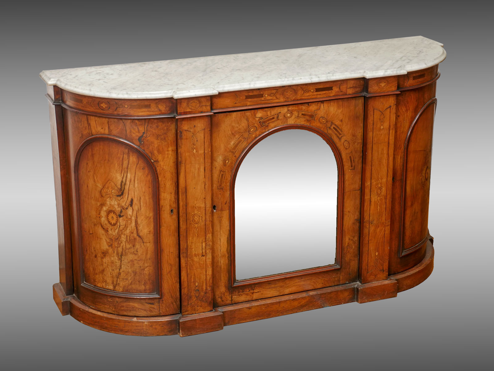 INLAID VICTORIAN MARBLE TOP SIDEBOARD  36f180