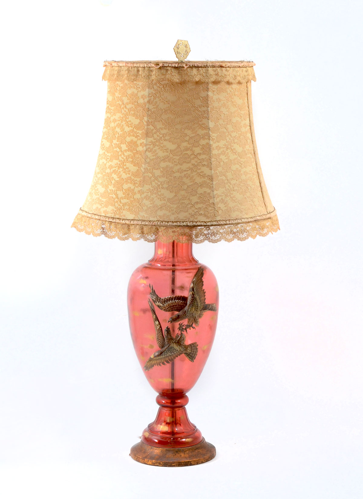 CRANBERRY GLASS LAMP WITH APPLIED 36f2f3