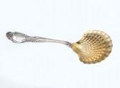 TIFFANY GOLD WASHED SHELL SERVING SPOON: