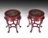 2 CHINESE CARVED & PAINTED TABLES: 2