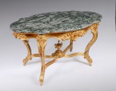 FRENCH CARVED GILT WOOD MARBLE TOP PARLOR