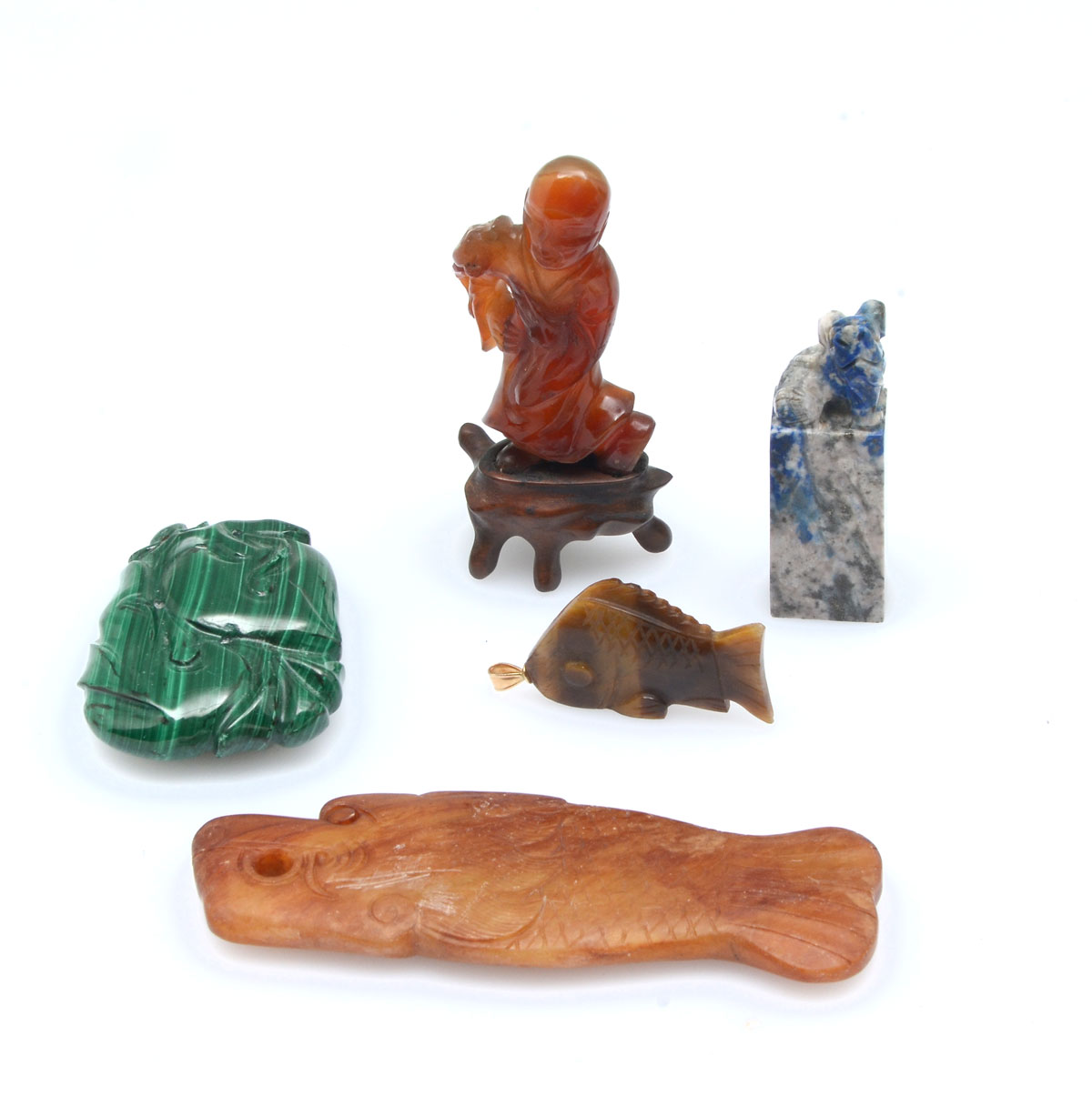 5 PC CHINESE CARVED MINERAL COLLECTION  36f93a