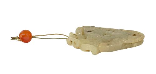 CHINESE CARVED WHITE JADE TOGGLE 37294d