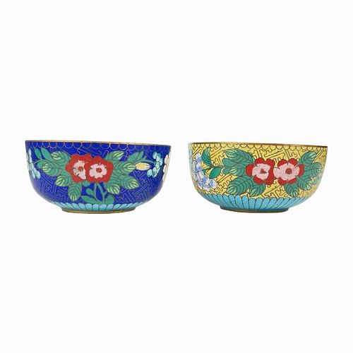 2 VINTAGE CHINESE CLOISONNE ENAMELED 3729a8