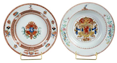 TWO CHINESE EXPORT ARMORIAL PORCELAIN 372a69