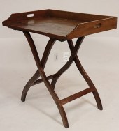 RUSTIC WOOD BUTLERS TRAY TABLE ON FOLDING