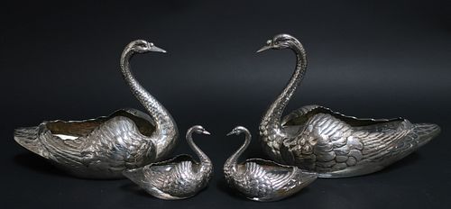 4 SWANS CUT GLASS STERLING SILVER  372d98