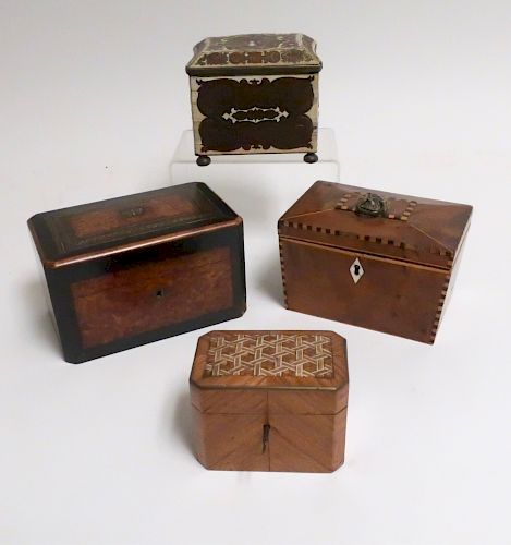 4 ANTIQUE INLAID BOXESOne Fitted 37301f