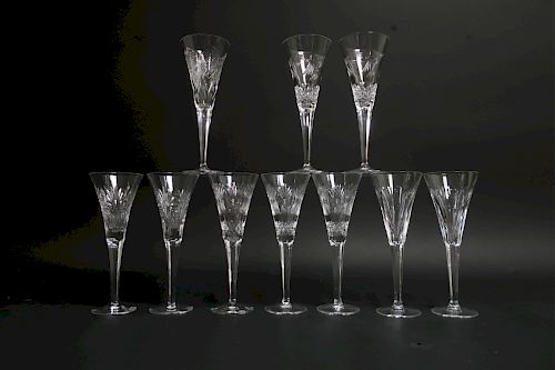 TEN WATERFORD CRYSTAL TALL CHAMPAGNE 37310e