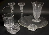 6 CUT GLASS PIECES3 marked Waterford,