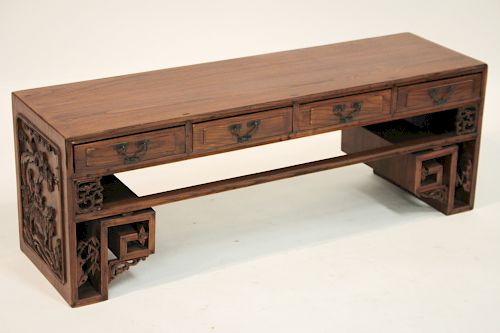 CHINESE CARVED ELM LOW CONSOLE15 373296