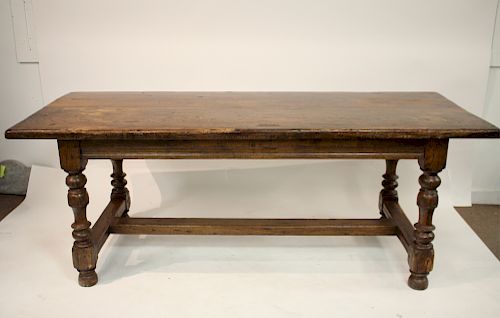 ANTIQUE OAK LIBRARY TABLE, TURNED