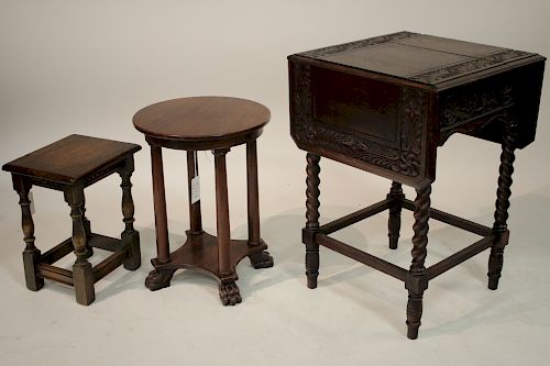 3 WOODEN OCCASIONAL TABLES 20TH 3734ec