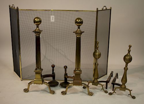 2 PAIRS OF 19TH C ANDIRONS FIRE 37351c