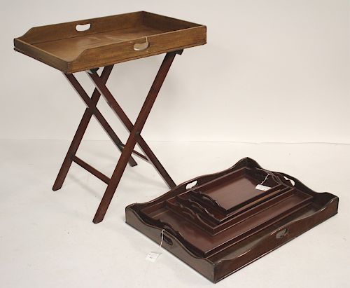 MAHOGANY BUTLERS STAND TRAYSIncludes 3736d3