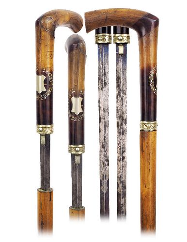 HIGH GRADE SWORD CANE Ca 1880 37387c