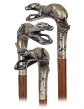 PANTHER KNOBKERRIE CANE-Ca 1900 -L-shaped