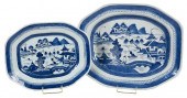 TWO BLUE AND WHITE CHINESE EXPORT PLATTERS19th