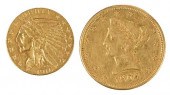 TWO GOLD COINS 5 INDIAN HEAD 3719bb