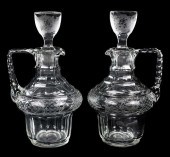 PAIR OF AMERICAN CUT GLASS DECANTERSengraved