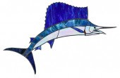 STAINED AND LEADED GLASS SAILFISH HANGING