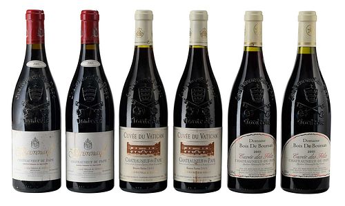 SIX BOTTLES 2001 ASSORTED CHATEAUNEUF DU PAPETwo 371f70