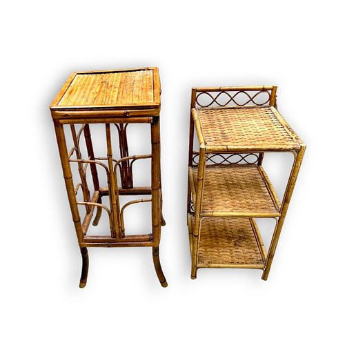 PAIR OF VINTAGE BAMBOO STANDS AND 37208a