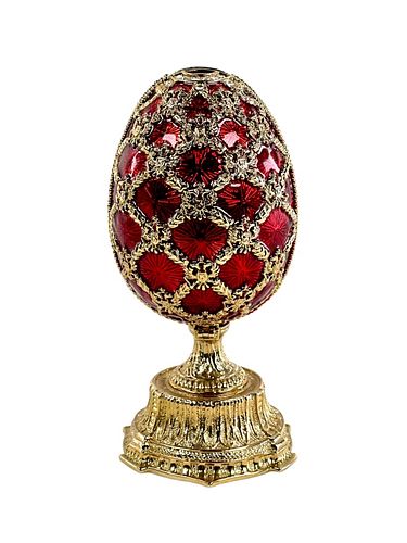 RED AND GOLD ENAMEL FABERGE EGG 372252