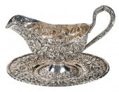 KIRK REPOUSSE STERLING GRAVY BOAT AND