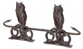 PAIR OF PATINATED IRON OWL AND SNAKE