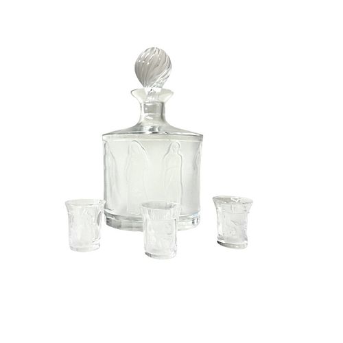 LALIQUE CRYSTAL DECANTER AN 3 SMALL 3723cc