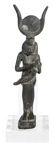 EGYPTIAN BRONZE FIGURE OF ISISpossibly 374cdf
