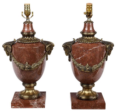 PAIR OF FRENCH MARBLE LAMPS WITH 374d59