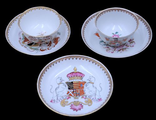 FIVE CHINESE EXPORT PORCELAIN ARMORIAL