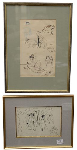 TWO PEN AND INK DRAWINGS BY JULES 374e56
