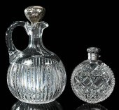 CUT GLASS WHISKEY JUG AND FLASK 374f2a