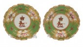 A PAIR OF WORCESTER ARMORIAL DISHESA