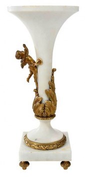 FRENCH ALABASTER AND BRONZE VASE, MOUNTED