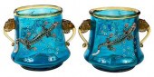 TWO BOHEMIAN GLASS VASES WITH SALAMANDERSContinental,