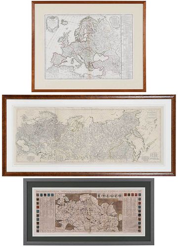 THREE LARGE FRAMED MAPS OF RUSSIA 375095