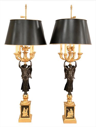 A PAIR OF FRENCH EMPIRE GILT AND 37598d