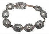 SILVER AND LEATHER CONCHO BELTSilver