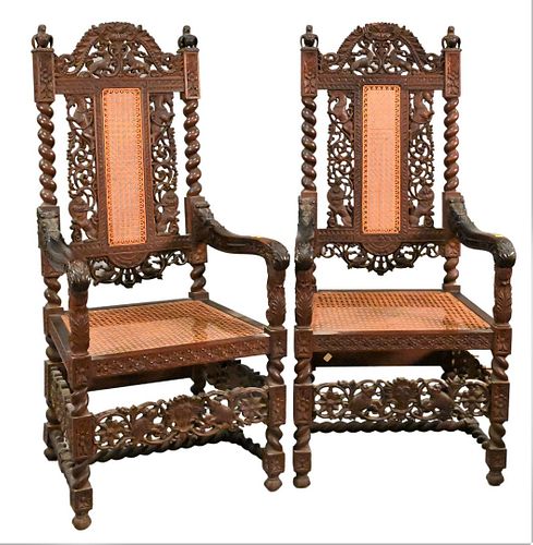 A PAIR OF ANGLO INDIAN CARVED HARDWOOD 375d7c